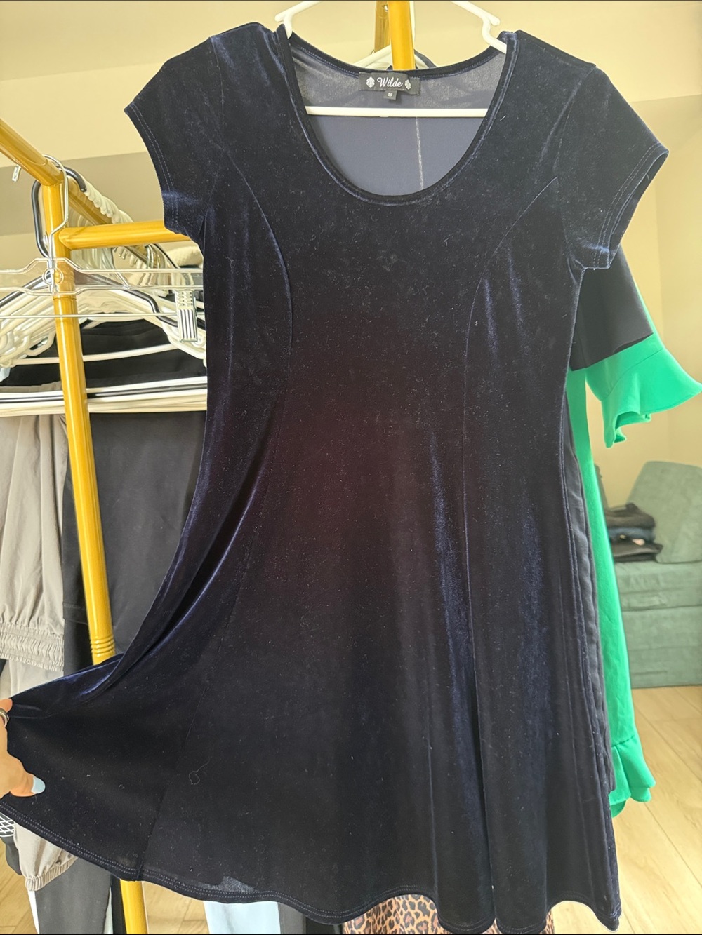 Wilde Black/Blue Velvet Mini Dress